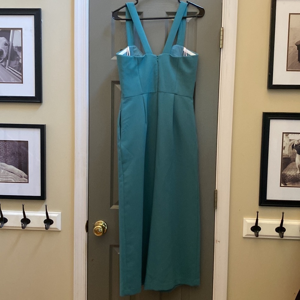 GAL MEETS GLAM Collection Green Nicole Sweetheart Square Neck Pant Jumpsuit 6 - Picture 4 of 8